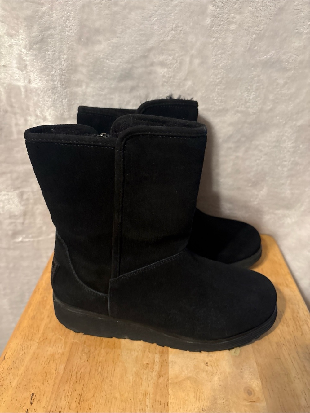 Skechers Black Suede Mid-Calf Plush-Lined Boots